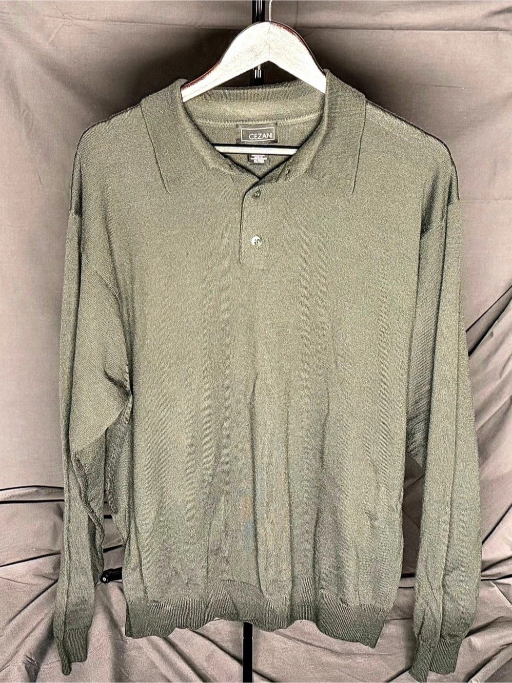 Vintage Cezani 90s Extra Fine Merino Wool Polo Sweater - UK Made (XL)